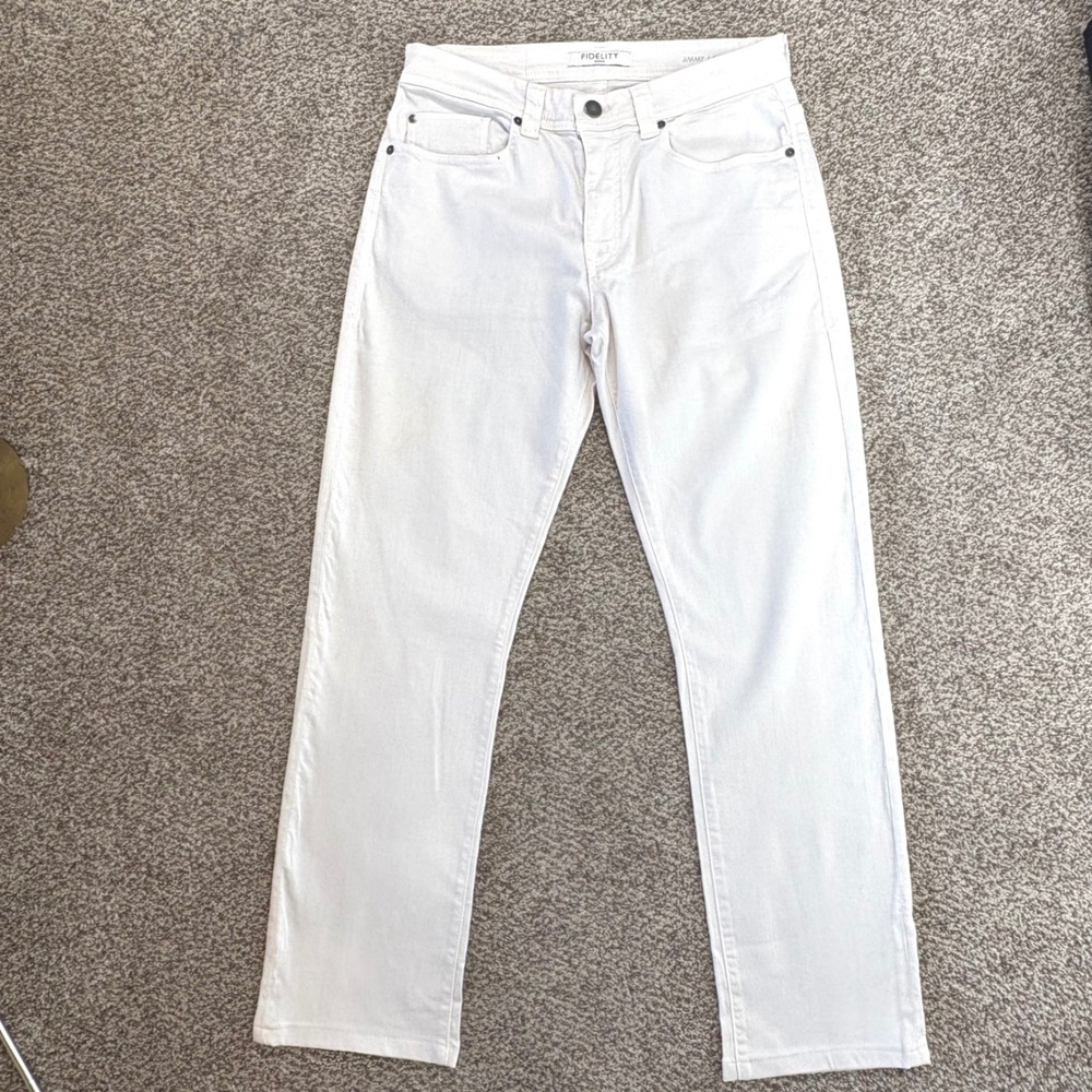 Fidelity Denim Jimmy Pants Mens‎ 32x30 Off White Lumina Twill Slim Straight  USA